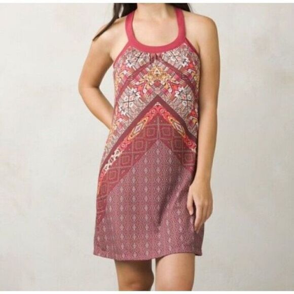 Prana Cantine Dress MEDIUM Crushed Cran Marrakesh Athletic Halter Strap - Picture 2 of 10